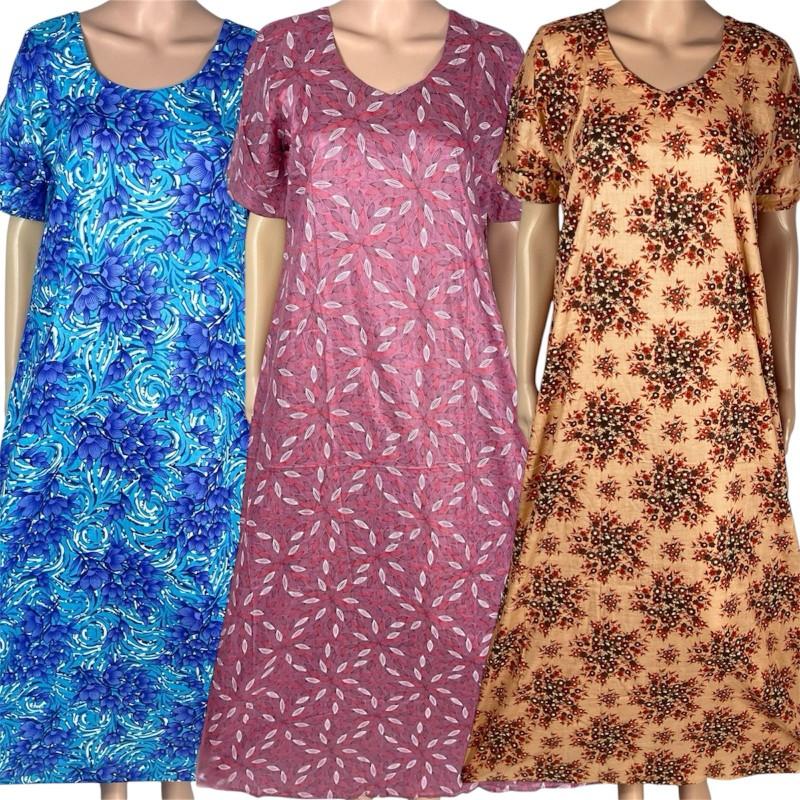 Product Introduction of Cotton Floral Nightwear for Women - Homewear - Womenswear, Printed Cotton Fabric, Nighty. Breathable Comfortable Soft Loungewear Shortsleeve  Style 11