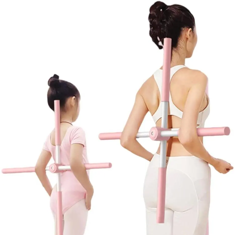 Yoga Sticks Stretching Tool Retractable Posture Corrector Humpback Correction Stick with Steel Pipe and Foam Suitable for Office Workers, relief,pain,relax,bonecrack,Elderly, and Children, Length 80cm