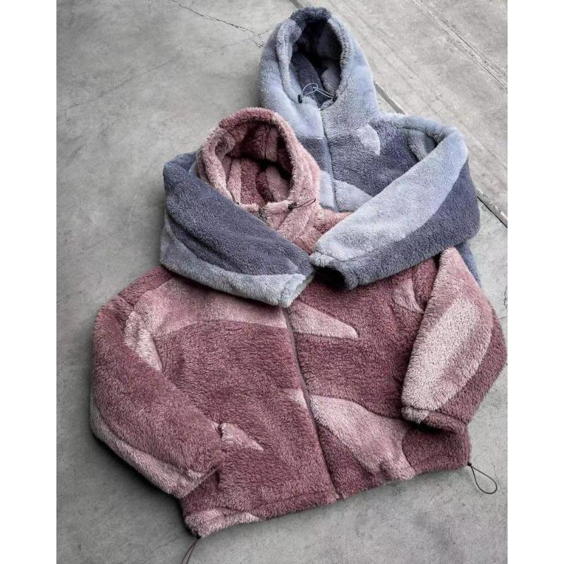 American fashion cute style color oversized jacket women's fashion loose Harajuku long sleeved warm zipper cardigan clothes men 6