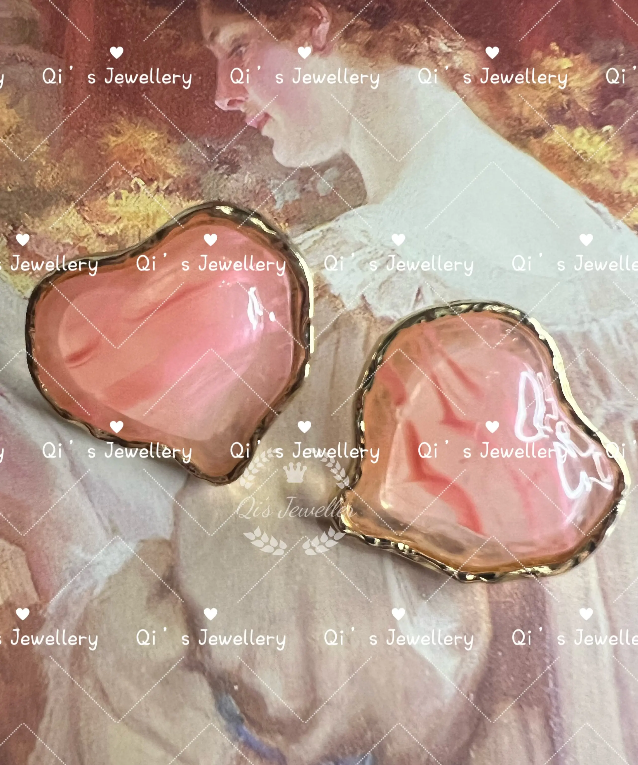 Vintage Pink Glass Heart Earrings - Women's Fashion Accessories