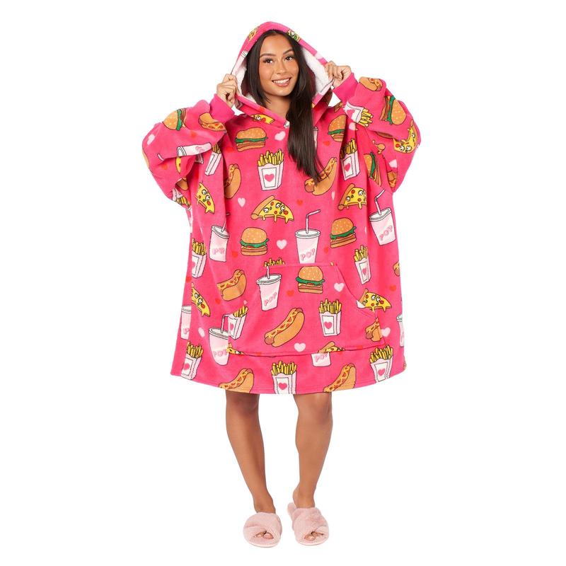 OHS Fast Food Hoodie Blanket Wearable Throw Hooded Fleece Blanket 4