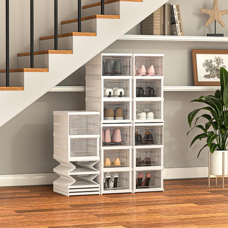 Livingandhome 3/6 Tiers Modernist Installation, Free Foldable & Stackable Shoe Storage Box, Shoe Rack Organiser 2