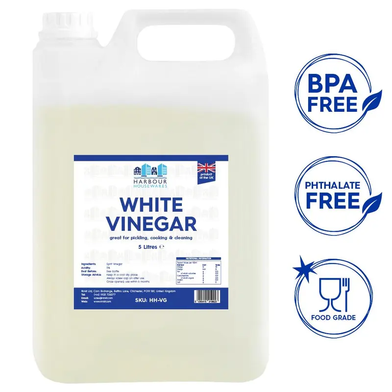 Harbour Housewares White Vinegar for Cleaning, Pickling and Cooking - 5L 5