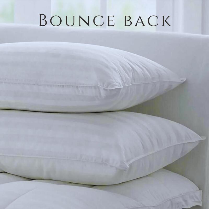 Hotel Quality Bounce Back White Stripe Pillows Anti Allergic Luxury Soft Hollowfibre Filled 2