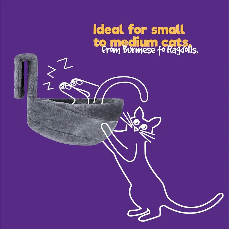 Deluxe Radiator Cat Bed, Round Cosy and warm fleece beds Basket Cradle Hammock, Solid & Durable Iron Frame handling heavier Animals, Perfect for Cats, Kittens, Puppy Dog (GREY). 3