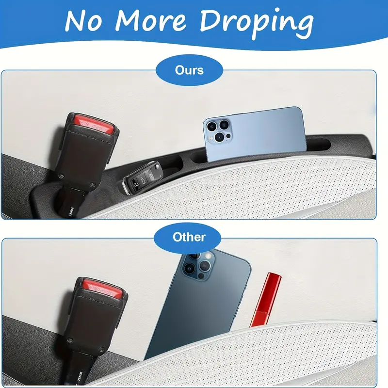 2-Pack Universal Car Seat Gap Organizer with Dual Slots - Anti-Spill PC Material for Keys, Phone Storage - Easy Plug-In Design 7