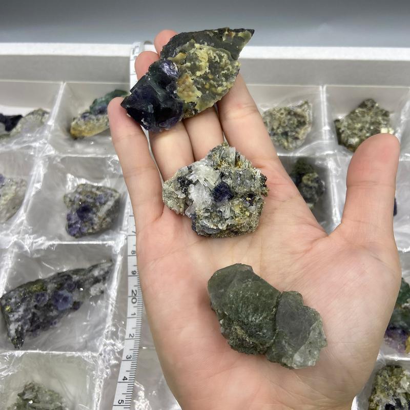 Purple Green Fluorite Clusters Specimens, Inner Mongolia China, Fluorite with Quartz, Cubic Fluorite Crystal 1