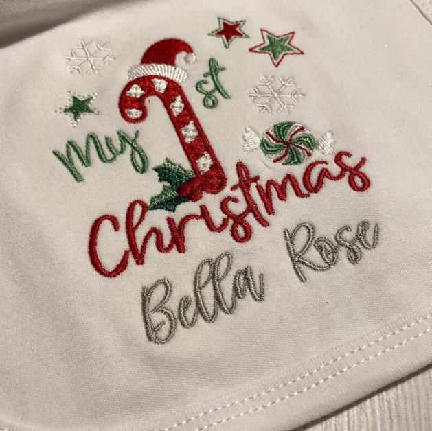 My 1st Christmas with Personalisation - Bibs for Baby Girls and Boys, Soft Cotton Material ONE SIZE 1