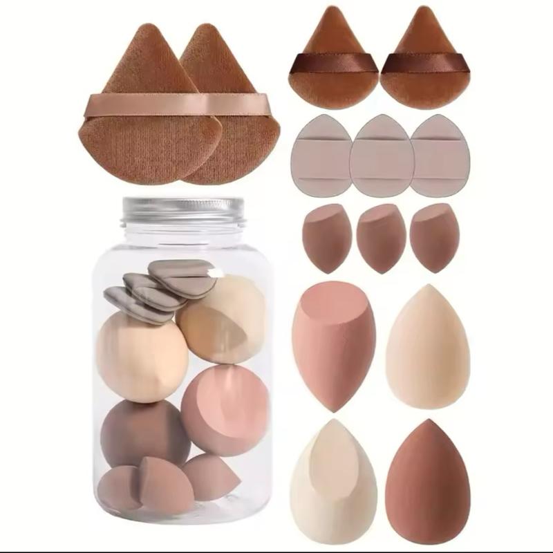 14Pcs/Set Velvet Beauty Blenders Makeup Sponge Set with Storage Jar 0