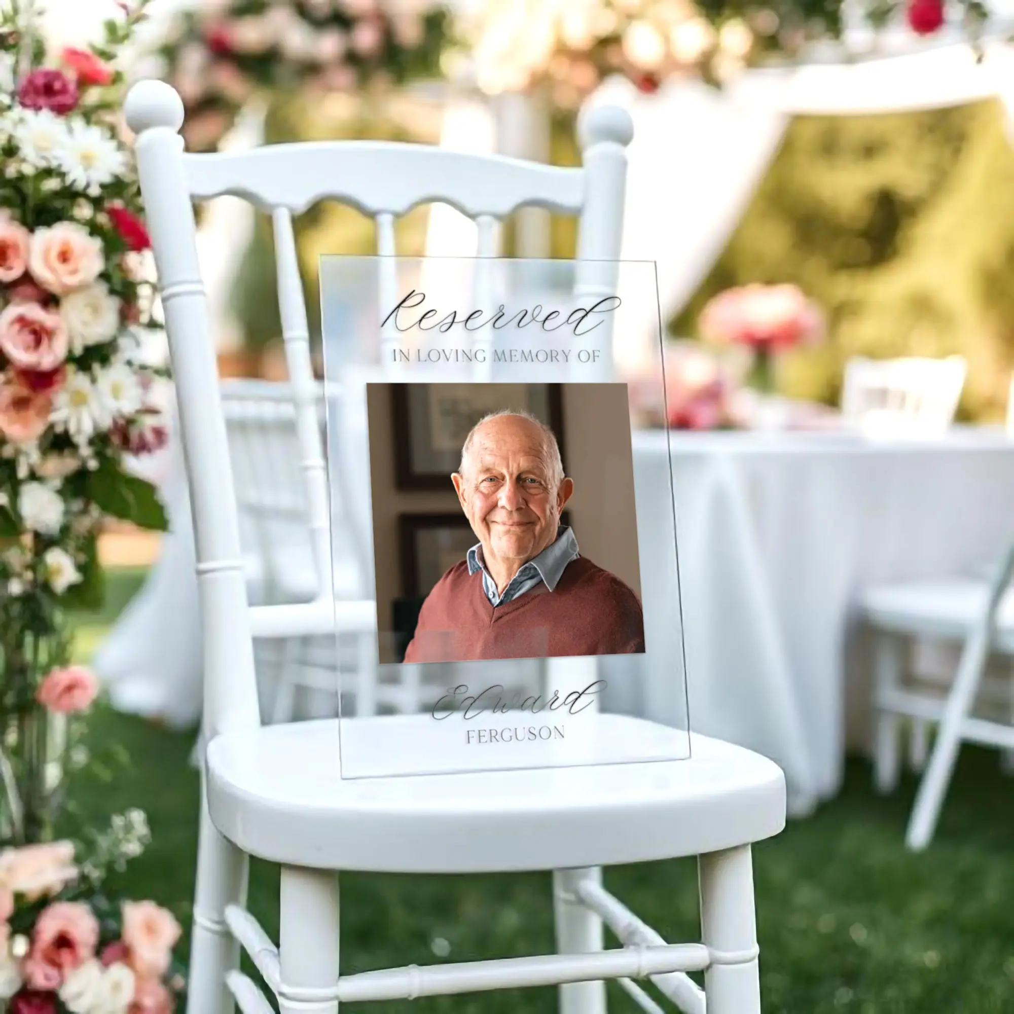 Reserved For Memorial Acrylic Plaque for Weddings & Events Remembrance Sign