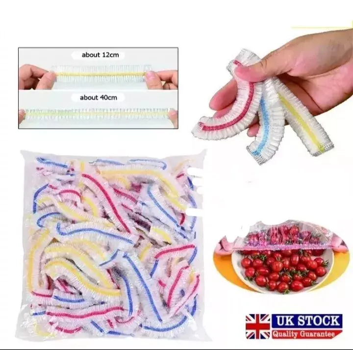 Home Accessories Food Fresh Keeping Cover, 100pcs Kitchen Accessories Elastic Clear Plastic Wrap, Disposable Fresh-keeping Film Bag For Kitchen
