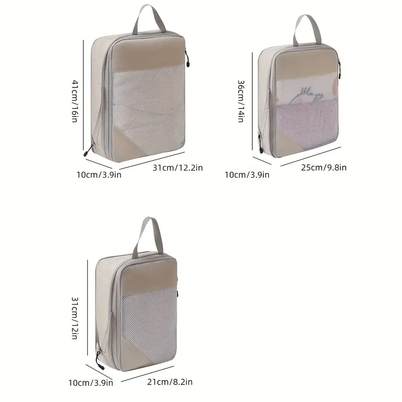 3 Set Compression Packing Cubes, Travel Essentials for Carry on Suitcases, Travel Bags Luggage Organizers 3