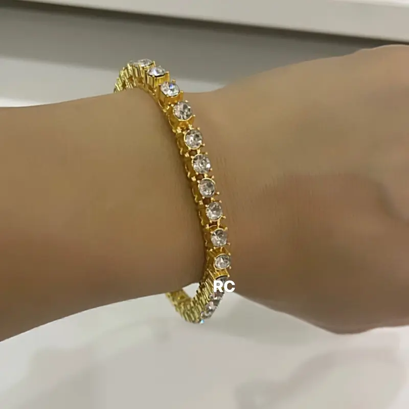 Tennis bracelet big stones zircon gold plated 0