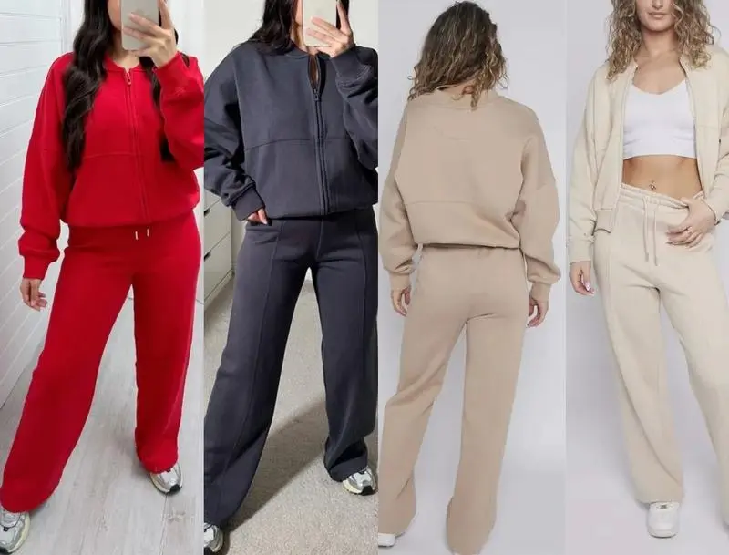 House Of Aliya Women Bomber Oversize Baggy 2 Piece Lounge wear Casual Set Ladies Suit Tracksuit Comfort