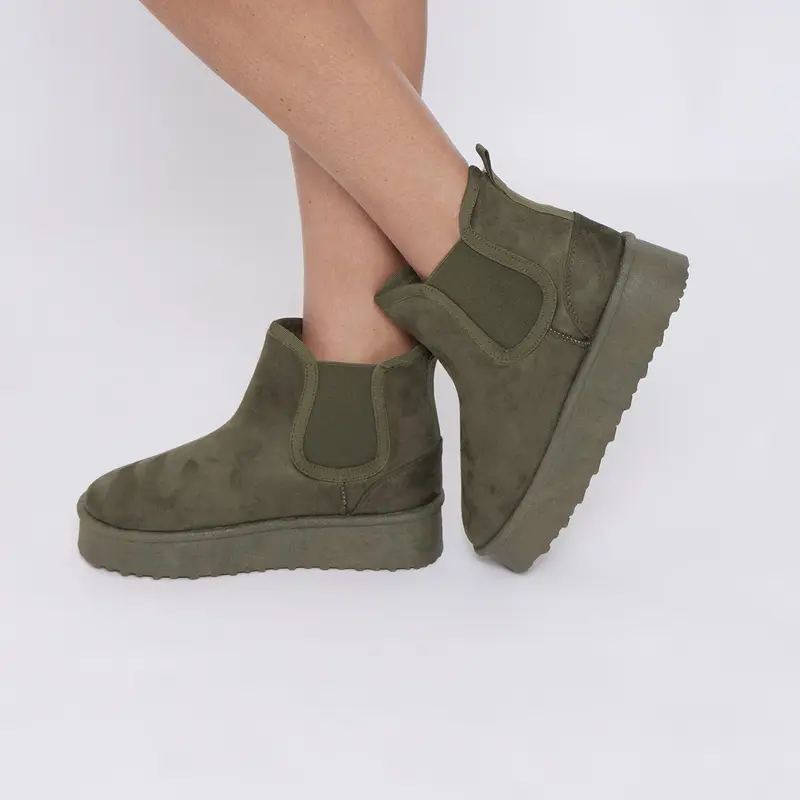 Women’s Ladies Faux Suede Snug Thick Platform Chelsea Ankle Boots Shoes Size 7