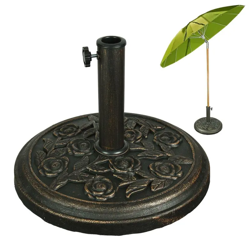 Parasol Base Cast Iron Umbrella Holder Stand Outdoor Patio Canopy Sunshade 3