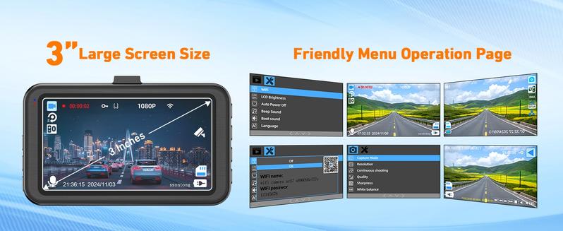 Product Introduction of Dash Cam Front and Rear, Dashcam WiFi/App Control 1080P Car Camera Dash Cam, Dual Lens Dashboard Dash Camera for cars w/ 32GB Card,Night Vision,WDR,G-sensor,Loop Recording,Parking Mode,170 Wide Angle 5