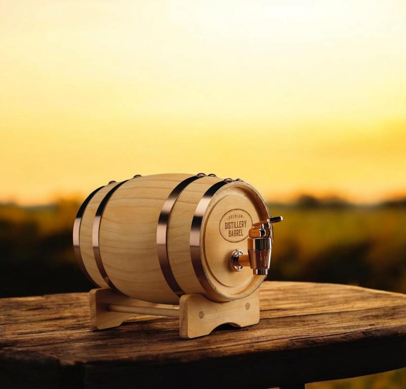 Mini Wooden Whiskey Barrel Decanter | Miniature Spirit Keg with Stand 6