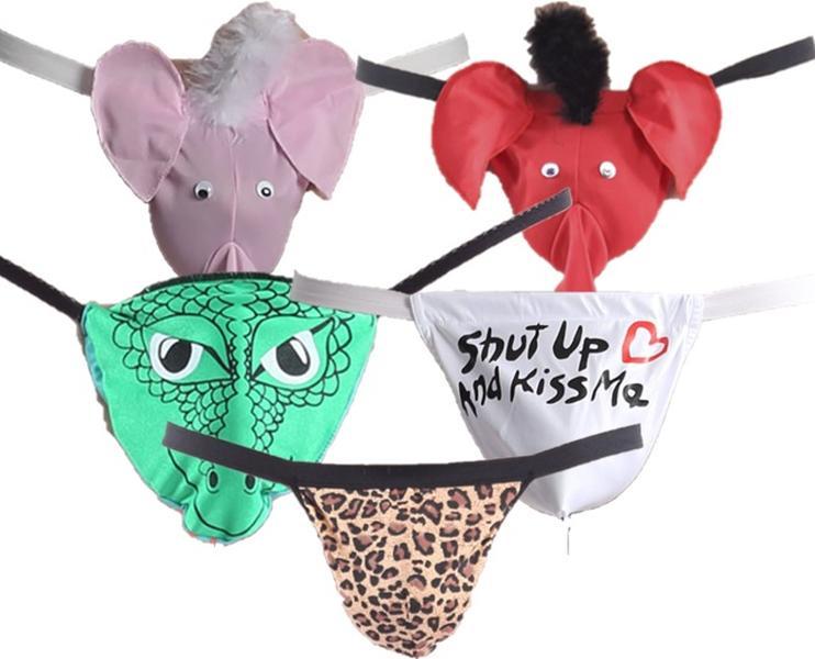 Mens Novelty Thong Leopard G String Thongs Jock Strap Anniversary Birthday Xmas Christmas Secret Santa Gift Waist Size 28-40 Elasticated Fit Elephant Kiss Me Crocodile 0