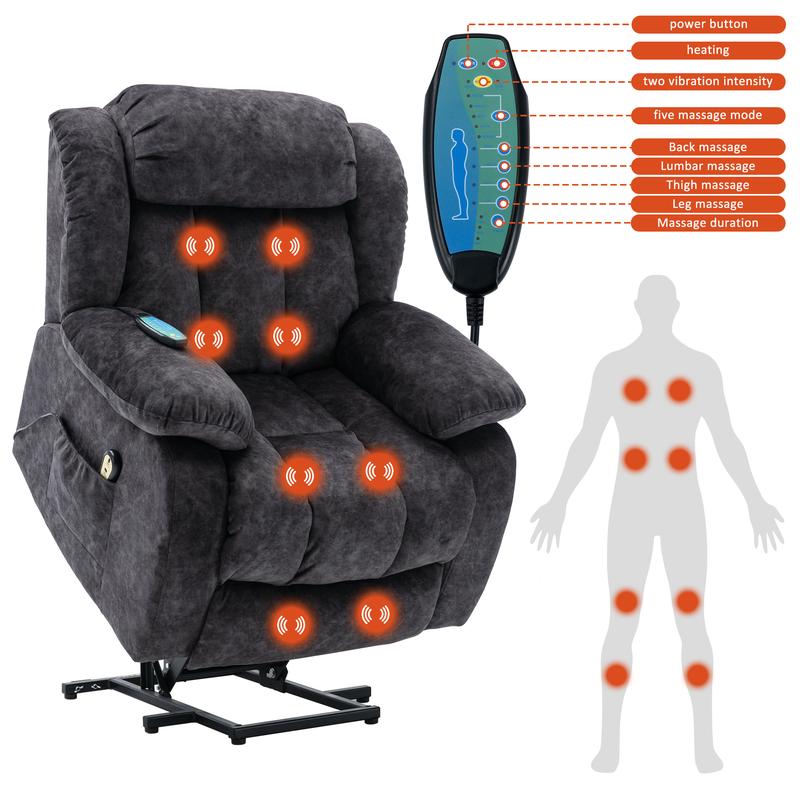 Power massage adjustable recliner chair, suitable for indoor use, for relieving fatigue, heavy load, and safe exercise. Comfort Storage 0