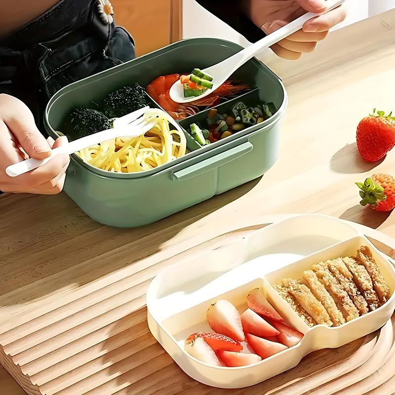 Premium Leak-Proof Dual-Compartment Lunch Box, Microwave-Safe, Spacious, and Easy to Clean with Cutlery Set – Ideal for Meal Prep, Work, Office, School, Travel and Picnic Modern  Bento Box for Kids, Adults, Food Storage, Reusable Lunchbox ,Tableware heate 4