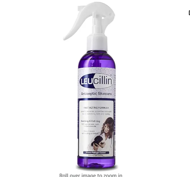 Leucillin Natural Antiseptic Spray - Antibacterial Antifungal Antiviral for Dogs Cats All Animals Itchy Skin Minor Wound Care and Skin Health | 250ml