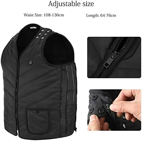 VIEKUU Heated Vest for Men and Women, USB Electric Heating Jacket with 3 Temperature Settings, Adjustable Size, Washable, Winter Warm Vest Coats Suitable for Fishing and Skiing (Unisex) 4