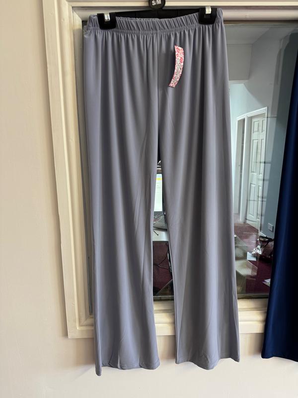 Elevare Casual Elasticated Waist Wide Leg Trousers Black Cream Grey UK 8-30 Plus Size 1