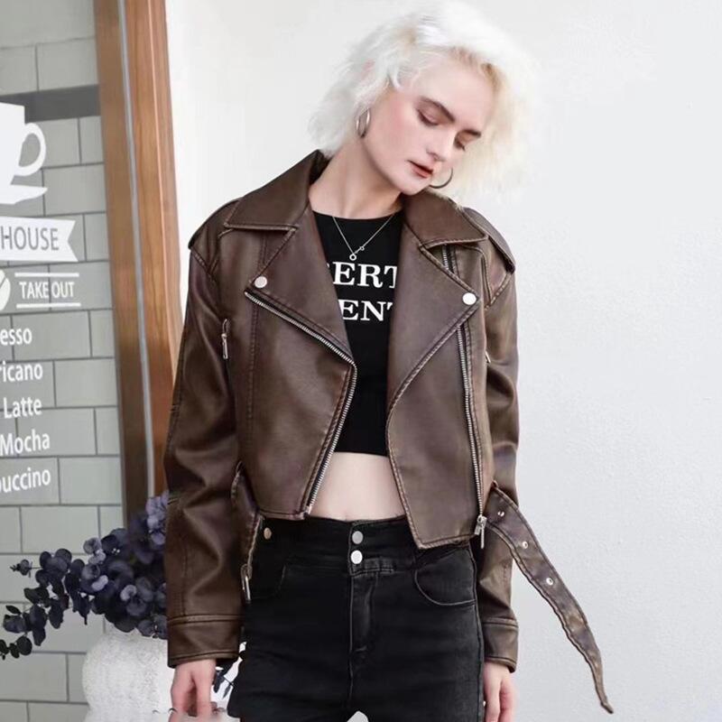 Product Introduction of 2024 Leisure Motorcycle PU Leather Jacket Clothing Womenswear Athletic Bohemian Style 2