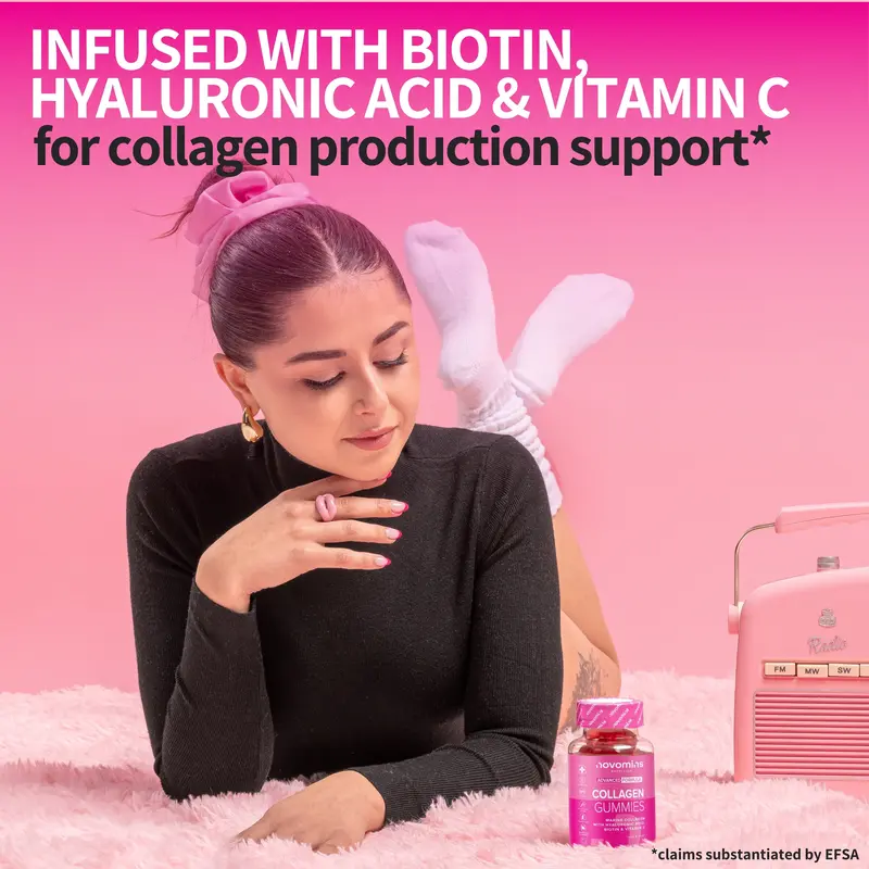 Collagen Gummies - Boost Collagen & Support Hair, Skin, Nails and Joint Health - Superior Type 1 Hydrolysed Collagen - Infused with Biotin, Vitamin C and Hyaluronic Acid - Gluten Free - GMO Free - Gelatine Free 1
