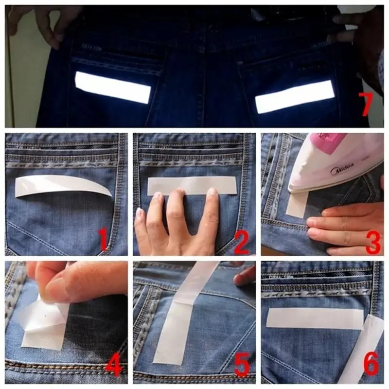 5M Reflective Strip Sticker High Reflective Heat Transfer Film DIY Clothing Bags Heat Transfer Reflective Tape Handmade Crafts 4