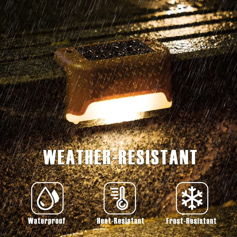 GIGALUMI Solar Garden Lights Outdoor, 12 Pack Solar Fence Lights, Solar Deck Lights Waterproof for Stairs, Deck, Fence, Yard, Patio, Gutter, Pathway, Decoration(Brown,Warm White) [Energy Class A] 1