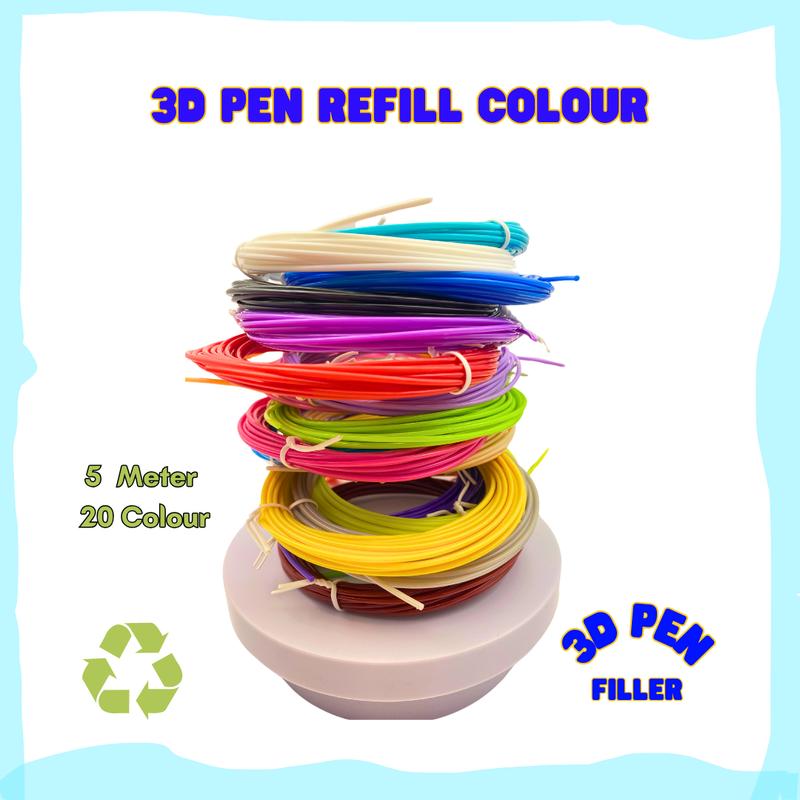 [5 meter/piece] 20 Colors 3D Pen Filament Refills 3D Pen Refill PLA Refill 3D Printing Pen Filaments Crafting Doodle Drawing Arts 5