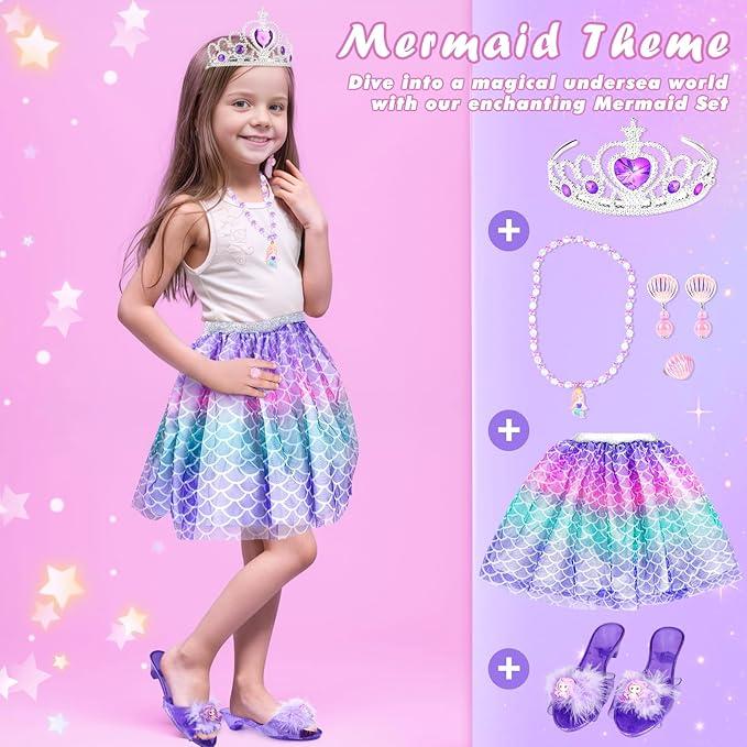 Princess Dress Up Shoes, Princess Costume for Girls Toys Pretend Jewelry Accessories for 3 4 5 6 Aged Girls Birthday Halloween Gifts 3
