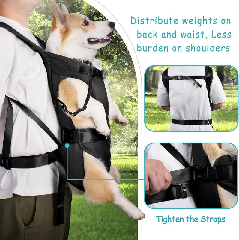 Pet Front Dog Carrier Backpacks, Adjustable Dog Backpack Carrier, Legs Out Easy-fit Dog Chest Carrier for Medium Small Dogs, Hands Free Dog Front Carrier for Hiking, Cycling 1