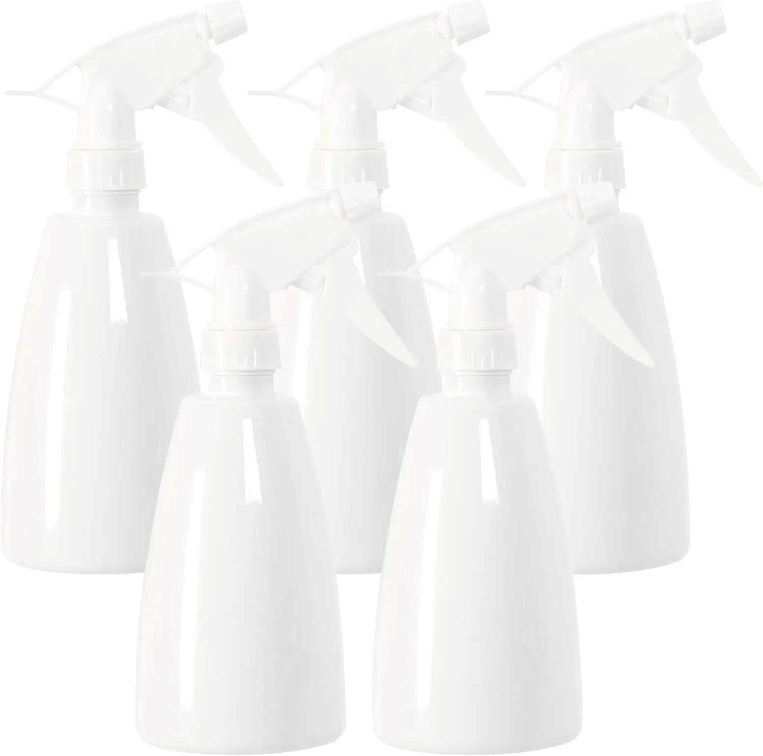 5 Pack White Empty Plastic Spray Bottles 500ML with 3 Mode Sprayer 8.7in Height