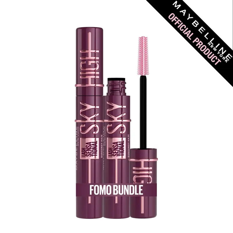 Maybelline Lash Sensational Sky High Bundles Volumizing, Lengthening and Thickening Eyelash Mascara, Black & Burgundy 7