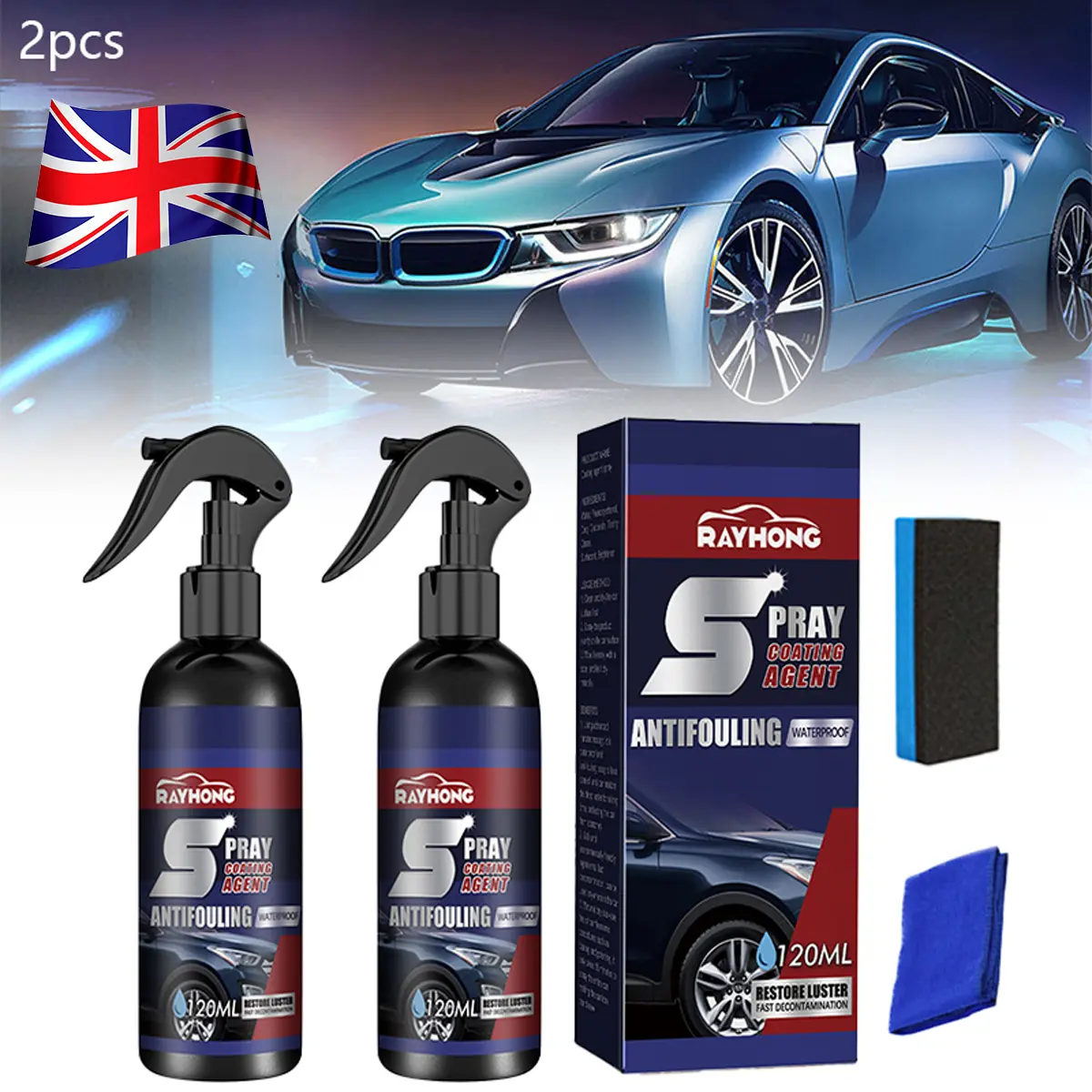 Multi-functional Coating Renewal Agent, 3 in 1 High Protection Quick Car Coating Spray, Ceramic Coating for Cars, 4.3oz Car Coating Agent Spray, 3 in 1 Ceramic Car Coating Spray (1Pcs)