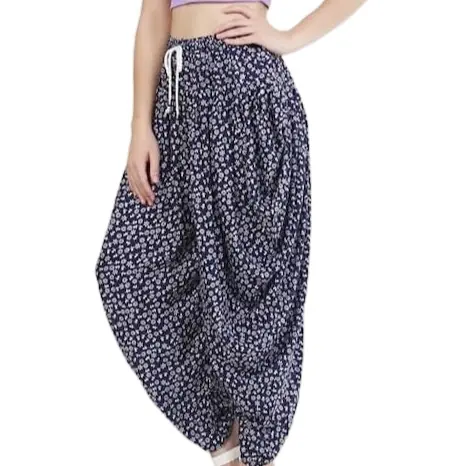 Women’s gathered draped baggy harem trouser ladies alibaba long yoga trouser pants floral pant 5