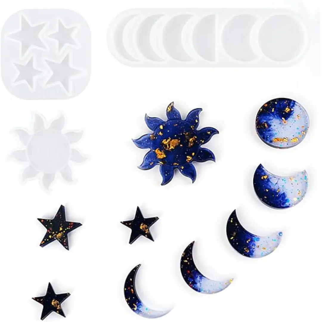 3pcs DIY Star Sun Moon Epoxy Silicone Moulds Jewellery Making Handmade Resin Mould