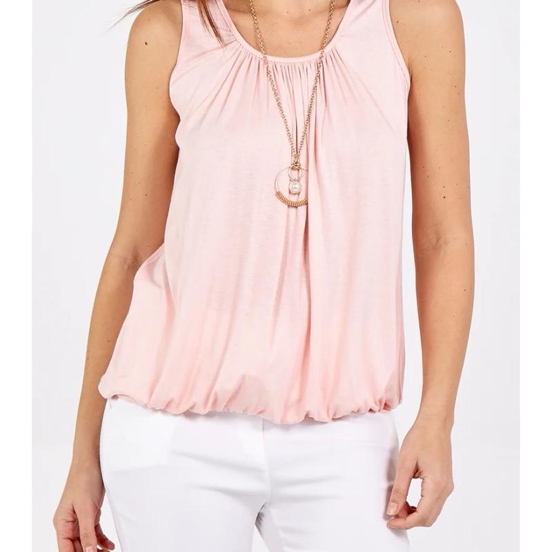 Shakira Bubble Hem Vest Top T-shirt Round Neck Sleeveless Elasticated Gathering Top Women’s Comfort Womenswear Basic Clothing   Casual 4