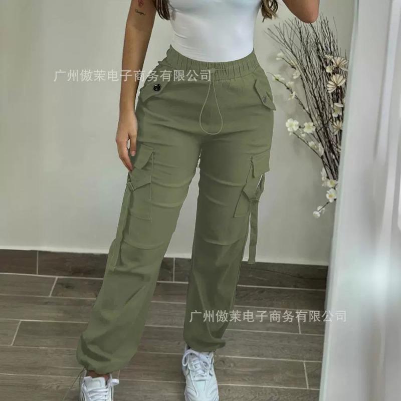 New Arrivals Temperament Design Sense Spring Summer Women's Clothing Solid Color Casual Elastic Waist Overalls 4