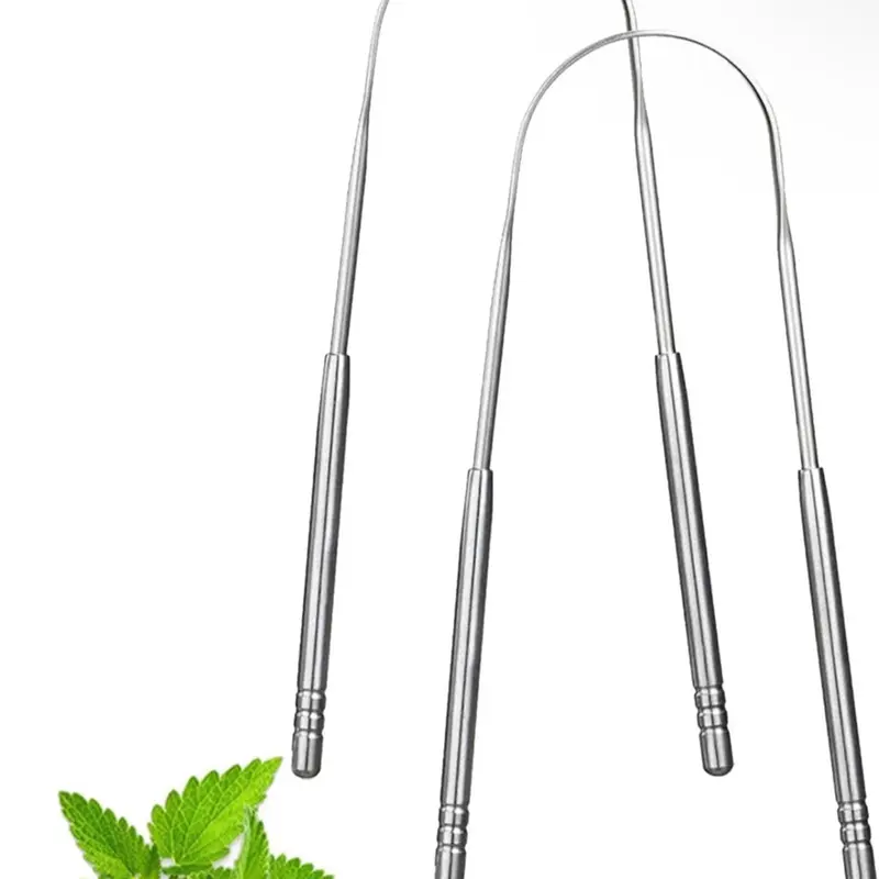 2 Pack Metal Tongue Scraper - Stainless Steel Oral Care Tool for Fresh Breath - U-Shaped Travel Tongue Cleaner for Adults & Kids 4