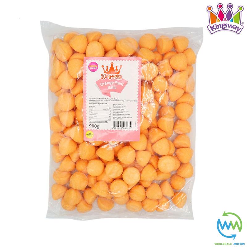 ORANGE PAINT BALLS Sweets PEACH Gummy Candy MARSHMALLOW Jelly GUMMIES Jellies SUGAR COATED Mallow Vanilla Snack Kingsway PICK N MIX UK 3