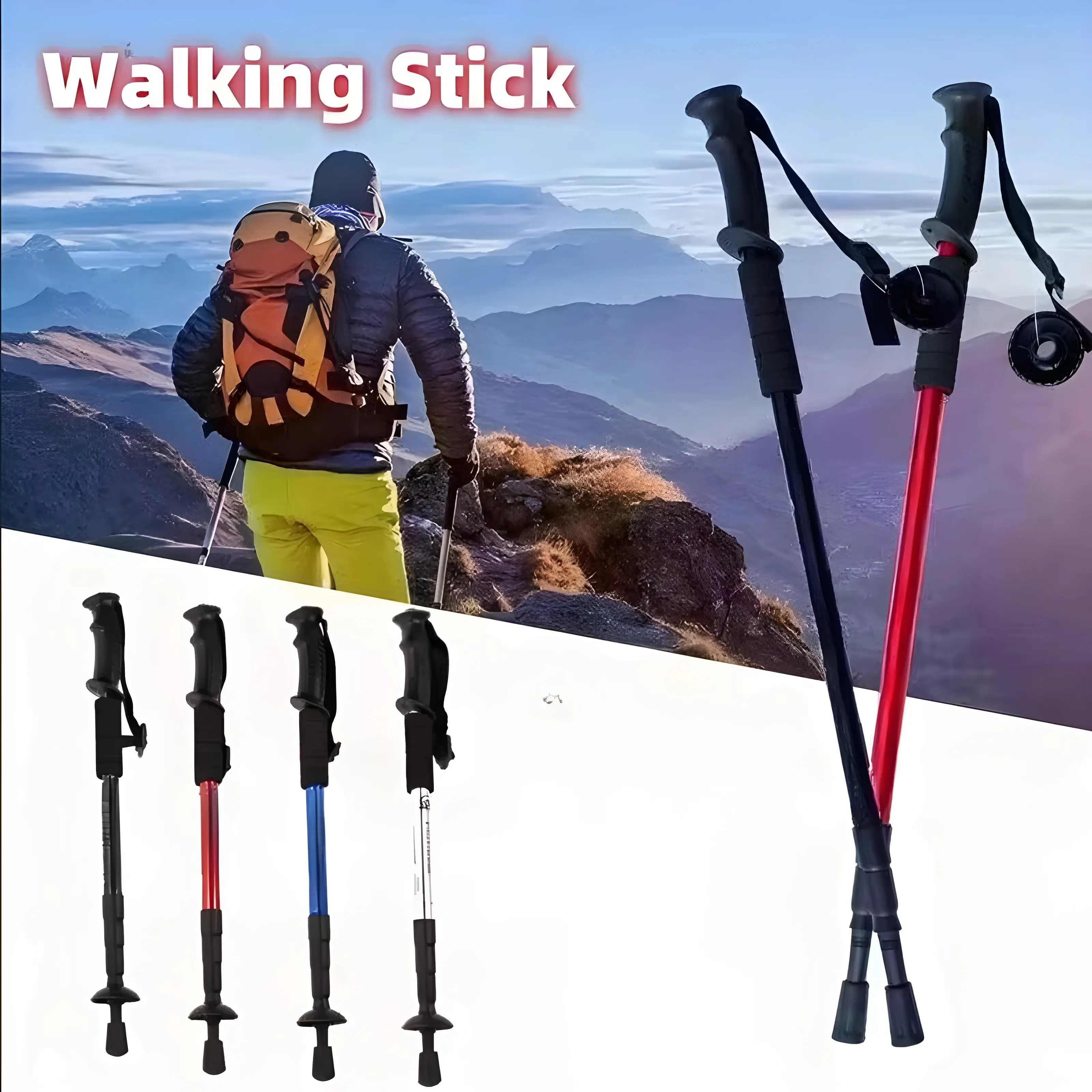 Men's Trekking Poles with Antishock and Quick Lock for Hiking, Camping, and Backpacking - Lightweight and Telescopic