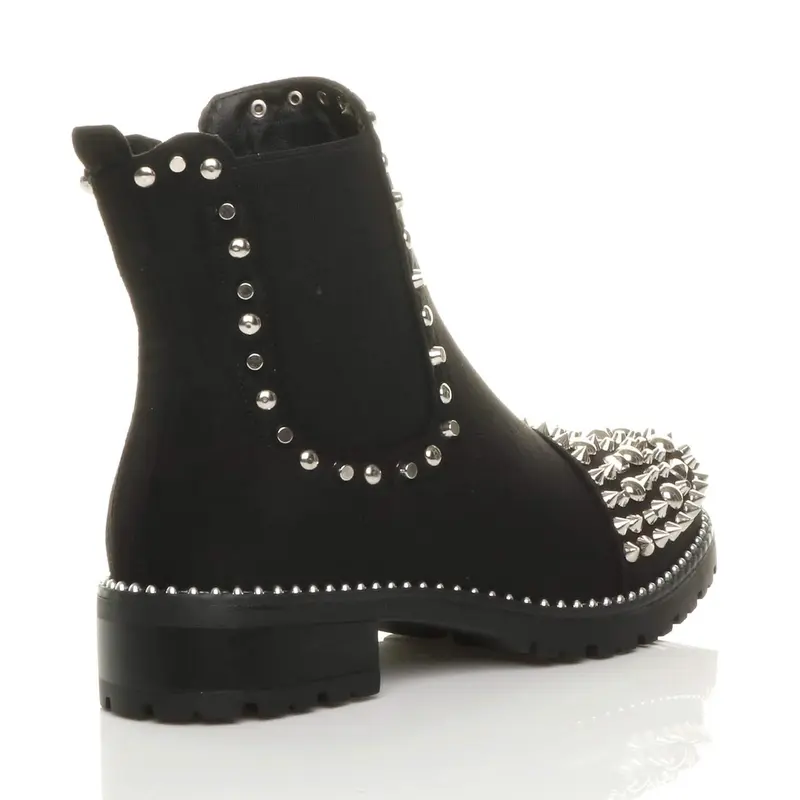 Low Heel Chunky Studded Chelsea Ankle Boots - I8887 8