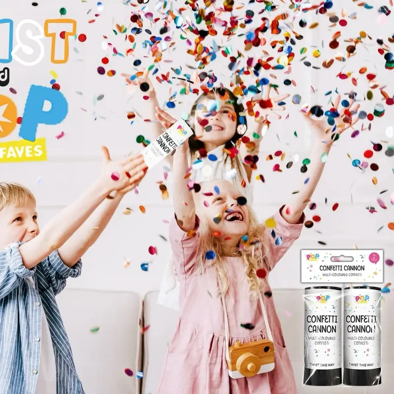 Party Confetti Cannon Large 2pk Party Poppers Compressed Air Wedding Events Burst Pack 6