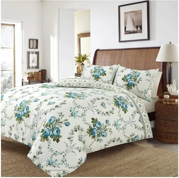 Floral Duvet Cover Set Olivia Flannelette 100% Brushed Cotton Thermal Duvet Quilt Cover Bedding Set