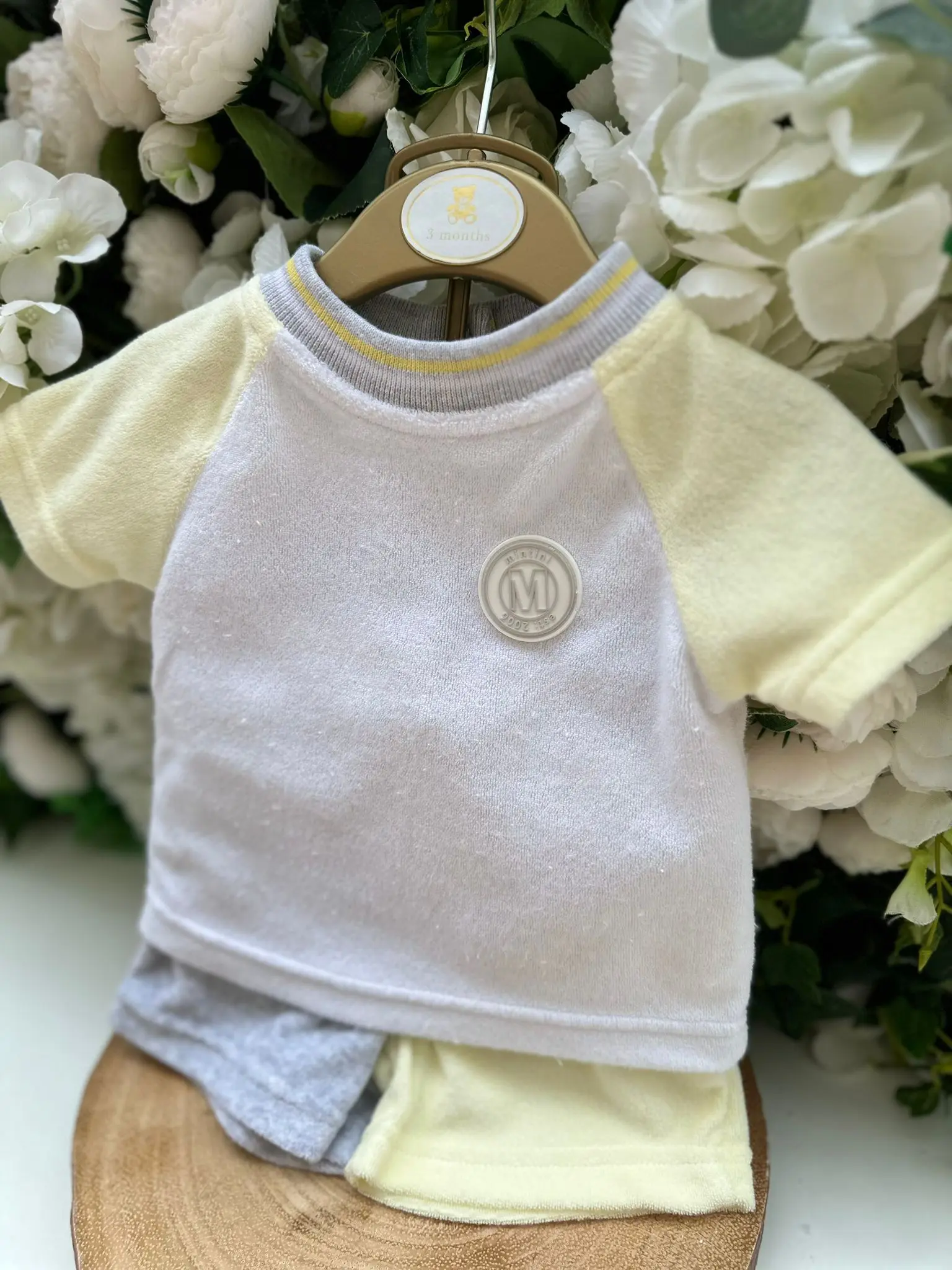 Mintini Towelling Lemon and Grey Short Set baby boys
