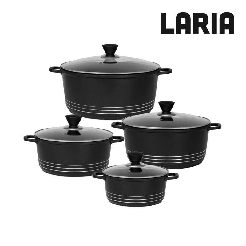 4 Piece Premium Laria Non Stick Cooking Pot Set High Quality Any Hob Cookware 8